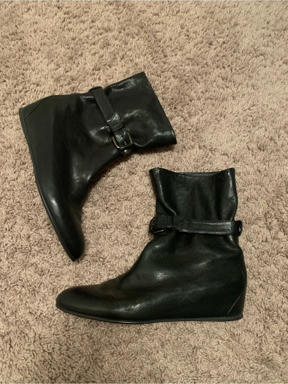 Stuart Weitzman Nappa Slouchy Wedge Boots Black